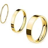 NOKMIT 1mm 3mm 5mm 14K Gold Filled Rings Set for Women Girls Dainty Cute Stacking Stackable Thumb Pinky Bands Non Tarnish Comfort Fit Size 5 to 10