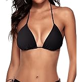 Women's Triangle Bikini Top String Push up Padded Halter Bathing Suit Top