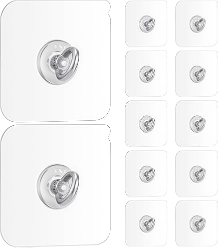 UFURMATE Self-Adhesive Ceiling Hooks With Safety Buckle - 12 Pcs No-Drill Hooks For Hanging Lights, Wind Chimes, Decor