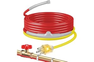 45 FT Heat Tape for Water Pipes, YeloDeer Electric Heating Cable with Thermostat for Metal and Plastic Home Pipes, Energy-Sav
