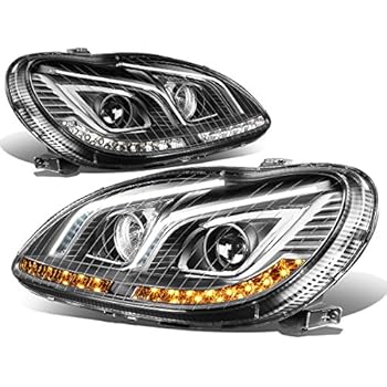 For Mercedes S350 S430 / S500 / S600 / S55 AMG Black Housing LED DRL+Turn Signal Projector Headlight Lamp