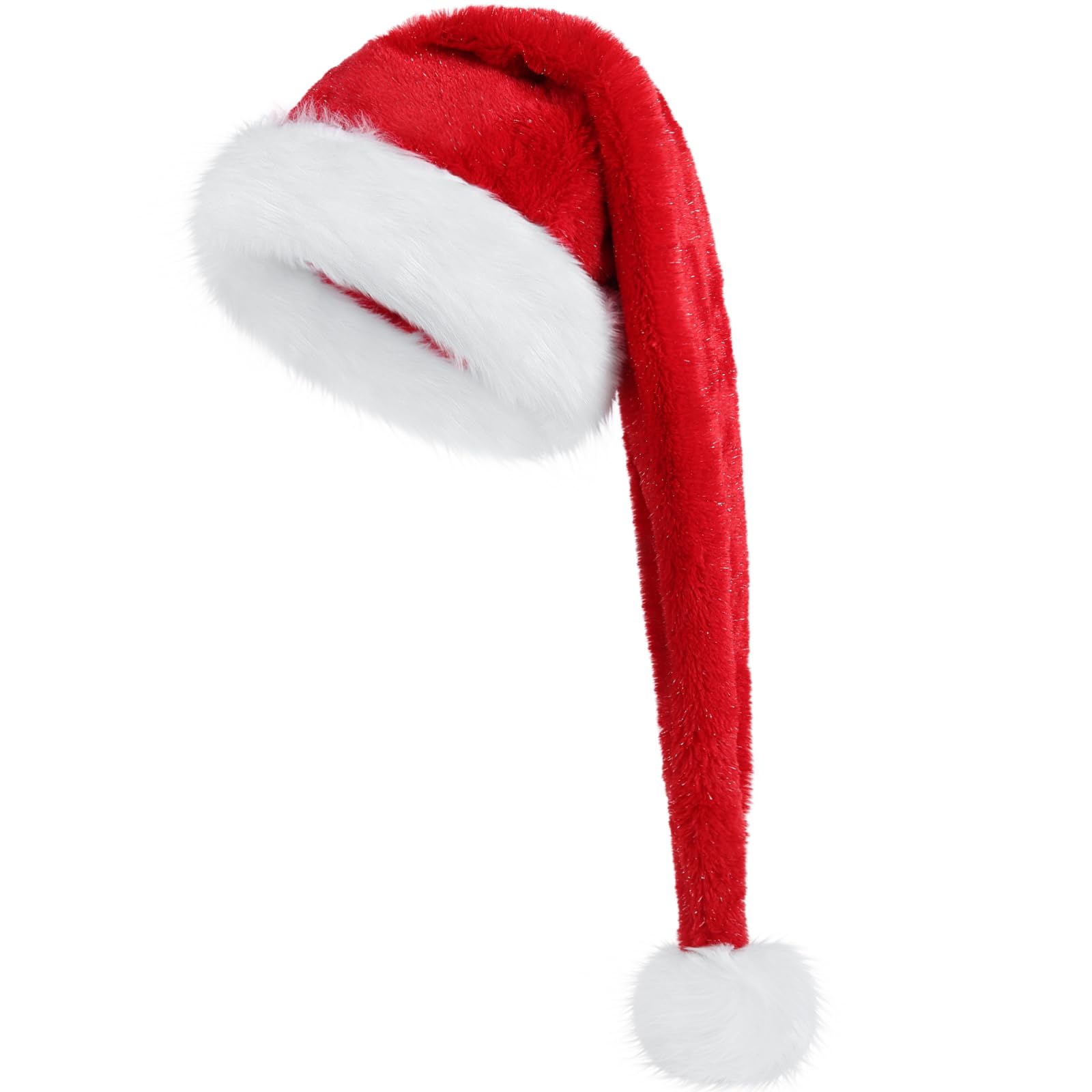 CITÉTOILE Velvet Santa Claus hats for Adults, Glitter Silk Santa Hat for Men and Women, Double Lined Luxury Velvet Santa Hat, Red