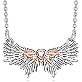 KZX Heart Angel Wings Necklace S925 Sterling Silver Heart Cubic Zirconia Angel Wing Pendant Jewelry Graduation Anniversary Birthday Gifts for Women Lover Wife