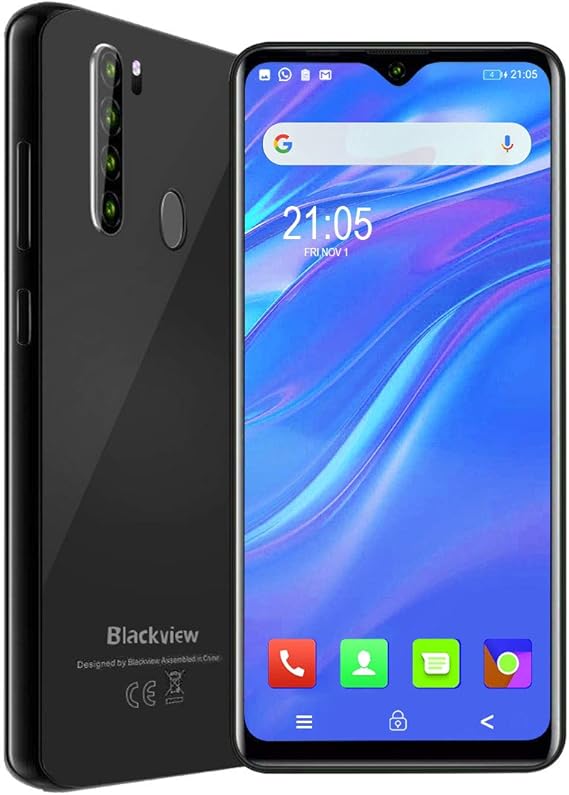 Amazon.com: Blackview A80 Pro-6.49 pulgadas Smartphone, 4GB RAM+64G ROM Teléfono celular desbloqueado con cámara cuádruple 13MP, 4680mAh batería, 4G versión global Dual SIM teléfono, huella dactilar, Face ID - Negro