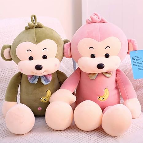 Amazon Co Jp 80cmぬいぐるみ猿のおもちゃの大きいギボン猿バナナ猿かわいい小さな人形眠っている枕の人形 ピンク 70cm ホーム キッチン