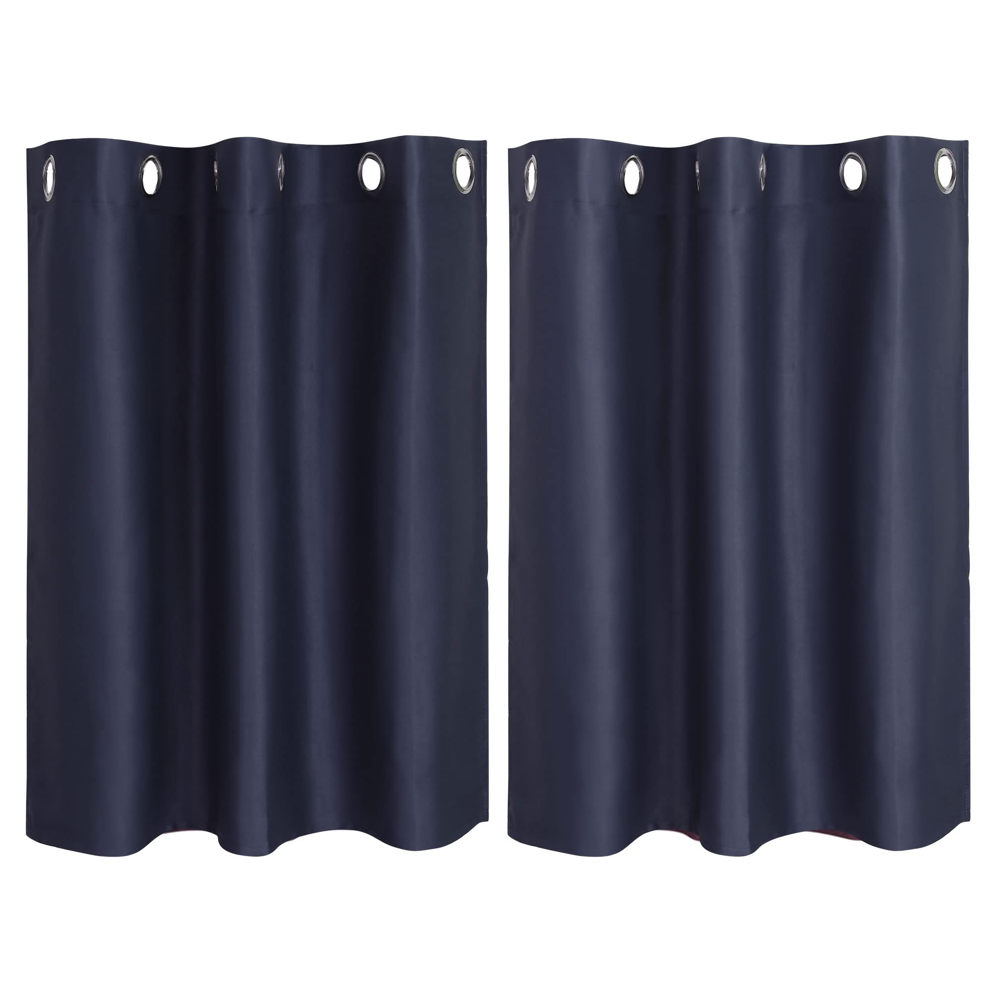 PiccoCasa Blackout Curtains 2 Panels Grommet, Navy Blue Thermal Insulated Curtains Panel Darkening Small Window Curtains for Bedroom Living Room 42 x 36 Inch (Width x Length), 36inch Drop
