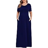 KARALIN Women’s Plus Size Maxi Dresses for Curvy Women Summer Casual Short Sleeve 2026 Long Dress 14W-26W