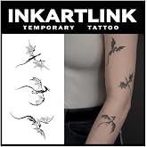 INKARTLINK Temporary Tattoo, 2 Sheets Mini Flying Dragon For Women | Mysterious Minimal Semi Permanent Tattoos, Water Resistant, Ideal For Festival And Party Look