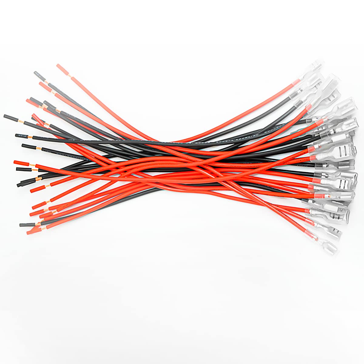 24pcs Female Spade Crimp Terminal,6.3mm and 4.8mm Red & Black Quick Splice Connector Plug Wire, Female Spade Terminal Wire Cables with Insulating Sleeve for Electrical Wiring