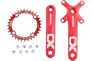 PETCHOR Square Taper Crankset MTB, Mountain Bike Single Speed Crankset, Bicycle Crank Arm Set 170mm 104BCD, Chainring & Bolts