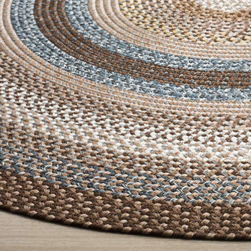 SAFAVIEH Braided Collection Area Rug 5' x 8' Oval, Brown & Multi