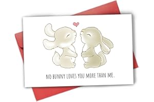 Funny Easter Animal Pun Card, Birthday Card for Daughter Son, No Bunny Loves You More Than Me Card, Cute Love Card for Wife H