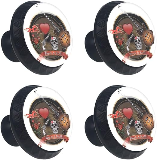 Music Skull Art Guitar Drawer Knob Pull Handle Crystal Glass