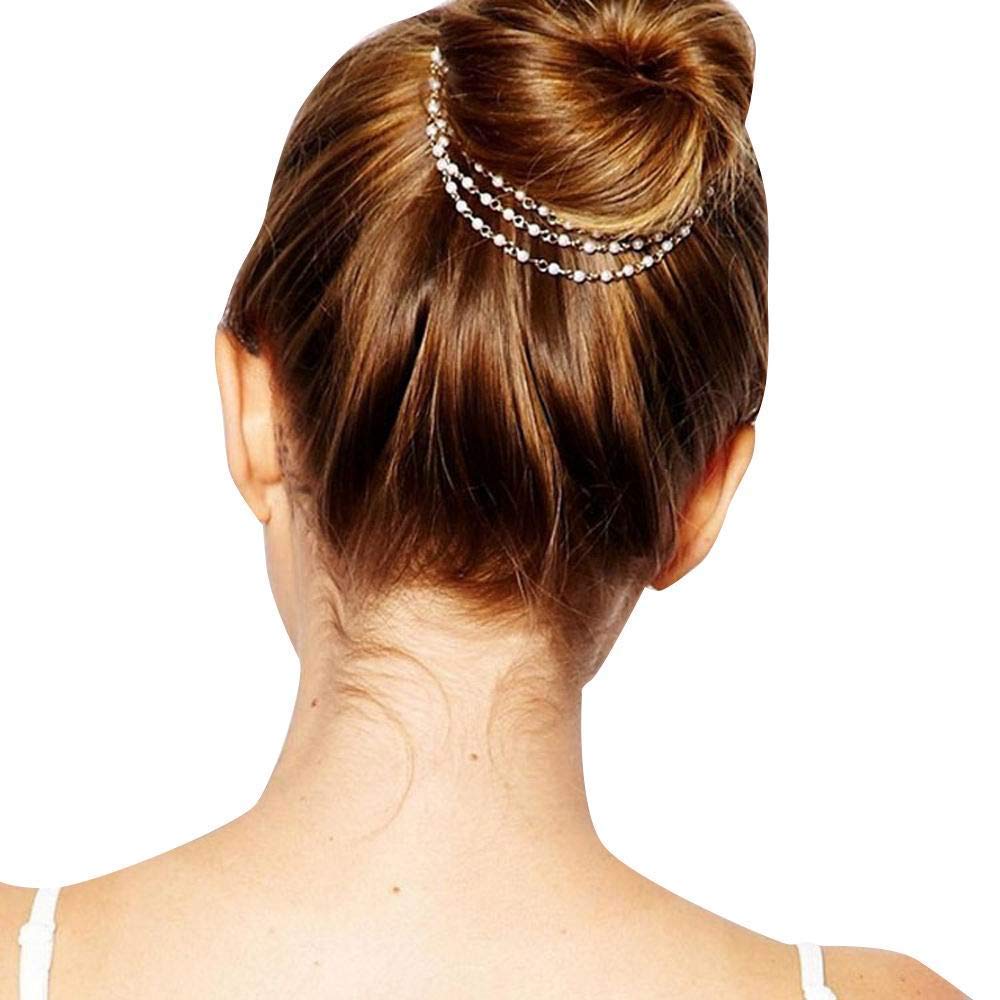 2 Pack Handmade Multilayer Pearl Ponytail Bun Hair Amazon In