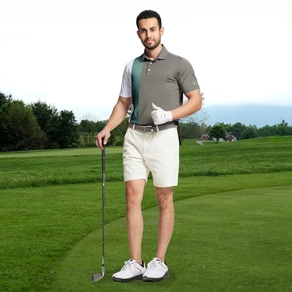 M MAELREG MENS POLO SHIRTS SHORT SLEEVE DRY FIT CASUAL COLLARED MOISTURE WICKING COLLARED GOLF POLO SHIRTS FOR MEN DARK KHAKI
