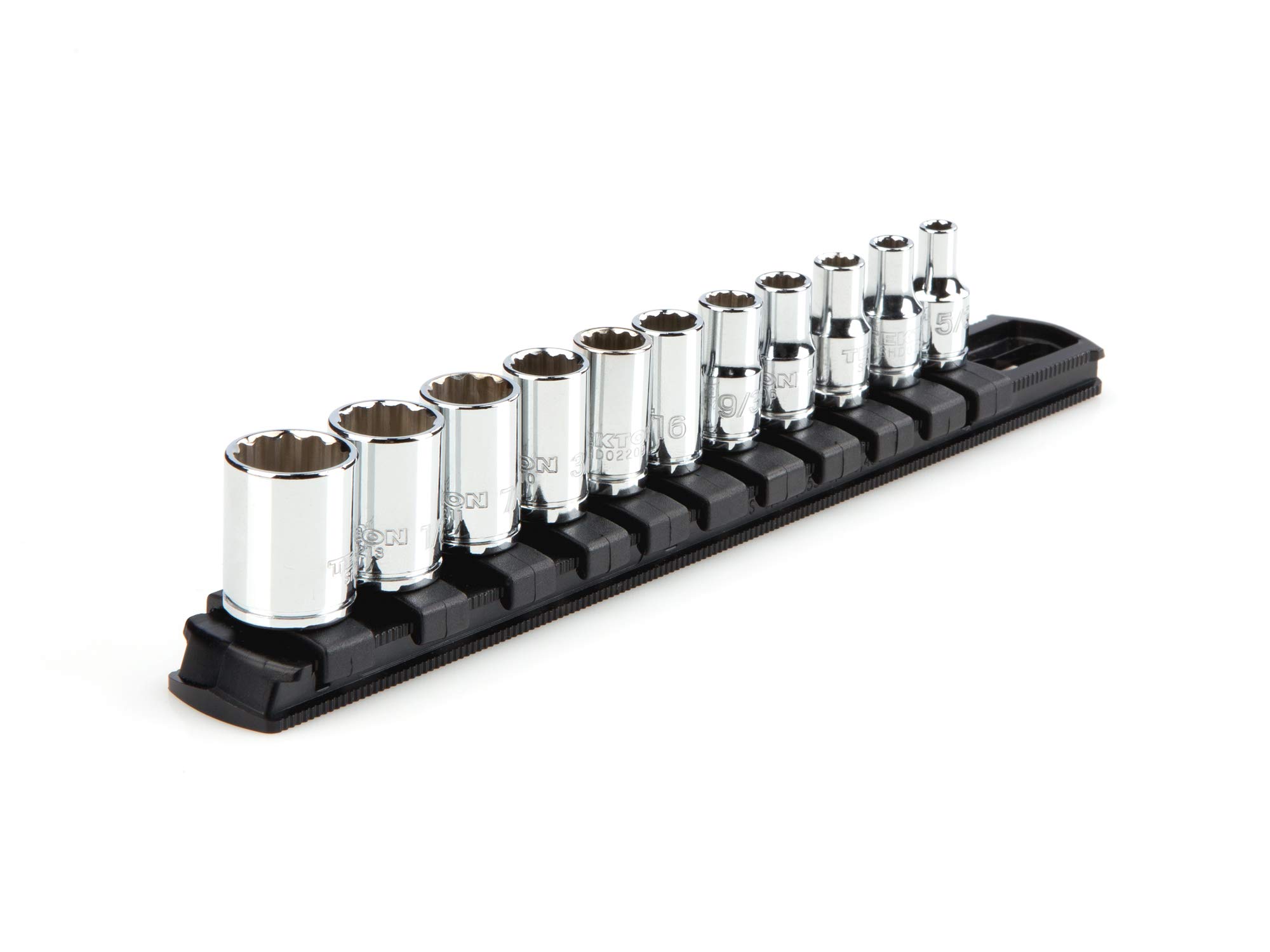 TEKTON 1/4 Inch Drive 12-Point Socket Set with Rail, 11-Piece (5/32-9/16 in.) | SHD90103