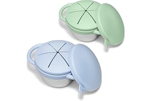 JVEOO 2 Pack Toddler Snack Cups, Baby Stainless Steel Snack Containers for Kids with Spill Proof Food Grade Silicone Lids & H