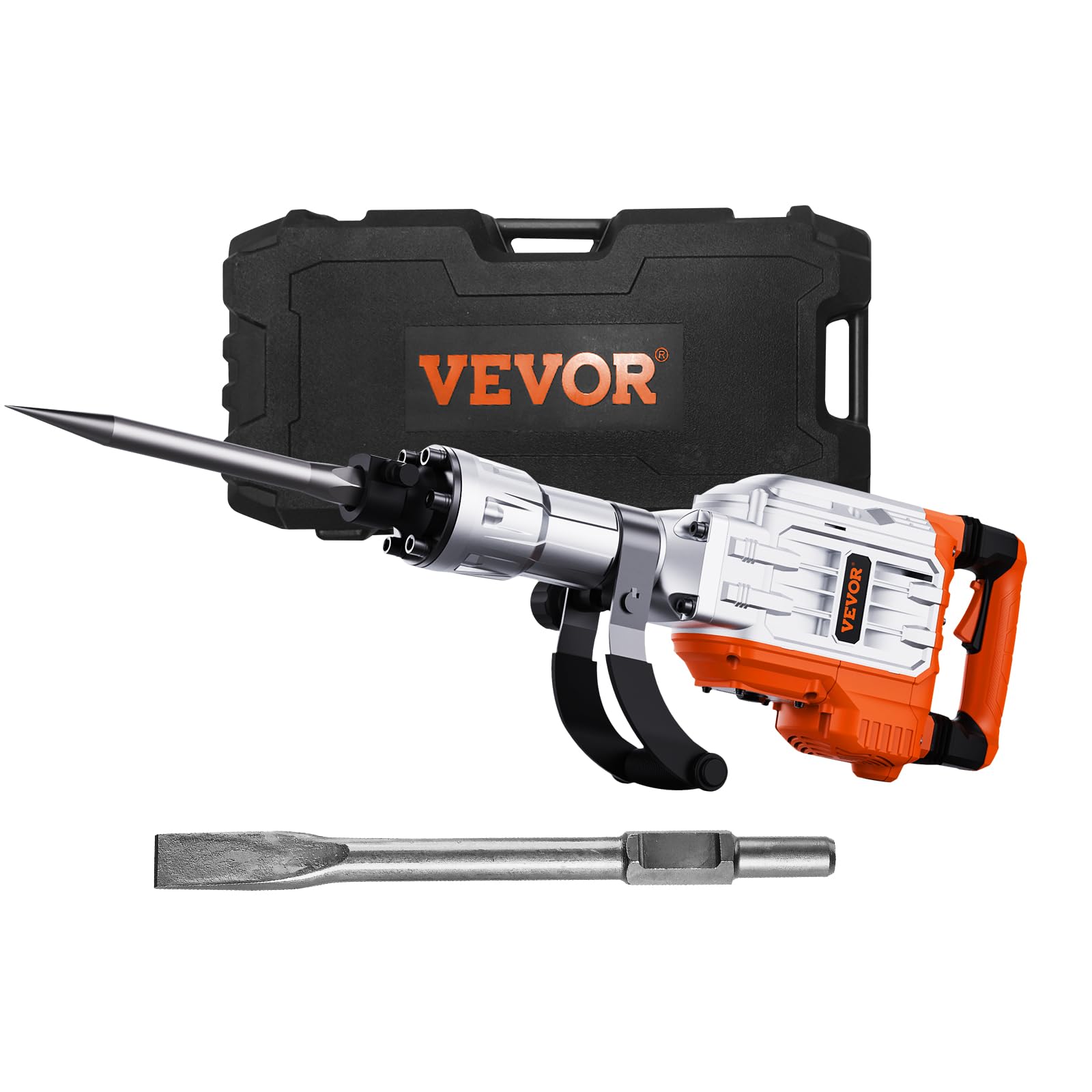 VEVOR Demolition Jack Hammer, MAX 3500W Jack Hammer Concrete Breaker, 1900 BPM Heavy Duty Electric Jack Hammer, 2pcs Chisel with Gloves & 360°C Swiveling Front Handle for Trenching Breaking Holes