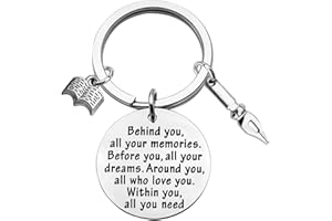 FEELMEM Creative Writer Gift Future Author Keychain Gift Novelist Gift Behind You All Memories Before You All Your Dream