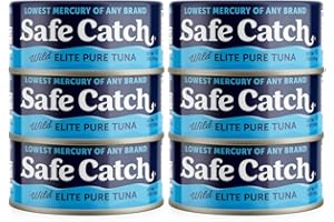 Safe Catch Canned Wild Tuna Fish, Wild Caught, Lowest Mercury, Gluten-Free, Kosher, Non-GMO, Whole30 Approved, Paleo, Keto Food, 5oz Can, 6-Pack