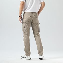 Plaid&Plain Men's Cargo Pants Slim Fit with