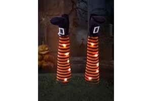 infleesh Halloween Witches Legs Decor Leg Yard Stakes Stake Wreaths Feet Door Crashing Garden Party Porch Wicked Hanging House Foot Outdoor Decorations (Orange)