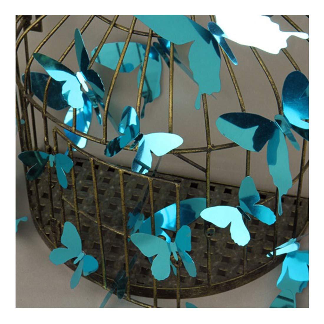 Set of 12 Butterfly Stickers 3D Mirrors Blue