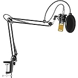 Neewer Professional Studio Broadcasting Recording Condenser Microphone & NW- 35 Adjustable Recording Microphone Suspension Scissor Arm Stand with Shock Mount and Mounting Clamp Kit