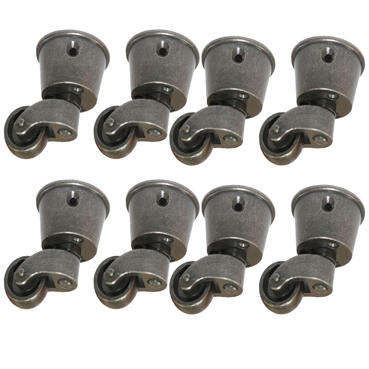 Boxonly 8PCS Swivel Caster Wheels Polished Antique Cup Type Casters Solid Brass High Load Capacity Universal Furniture Castors For Furniture Suits Beds Armchairs Brown