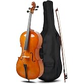 Ktaxon Full-Size Cello, Beginner Cello 4/4, Acoustic Cello Kit | Full Equipment with Portable Bag, Bow, Bridge and Rosin for Beginners | Adults &amp; Kids String Musical (Nature)