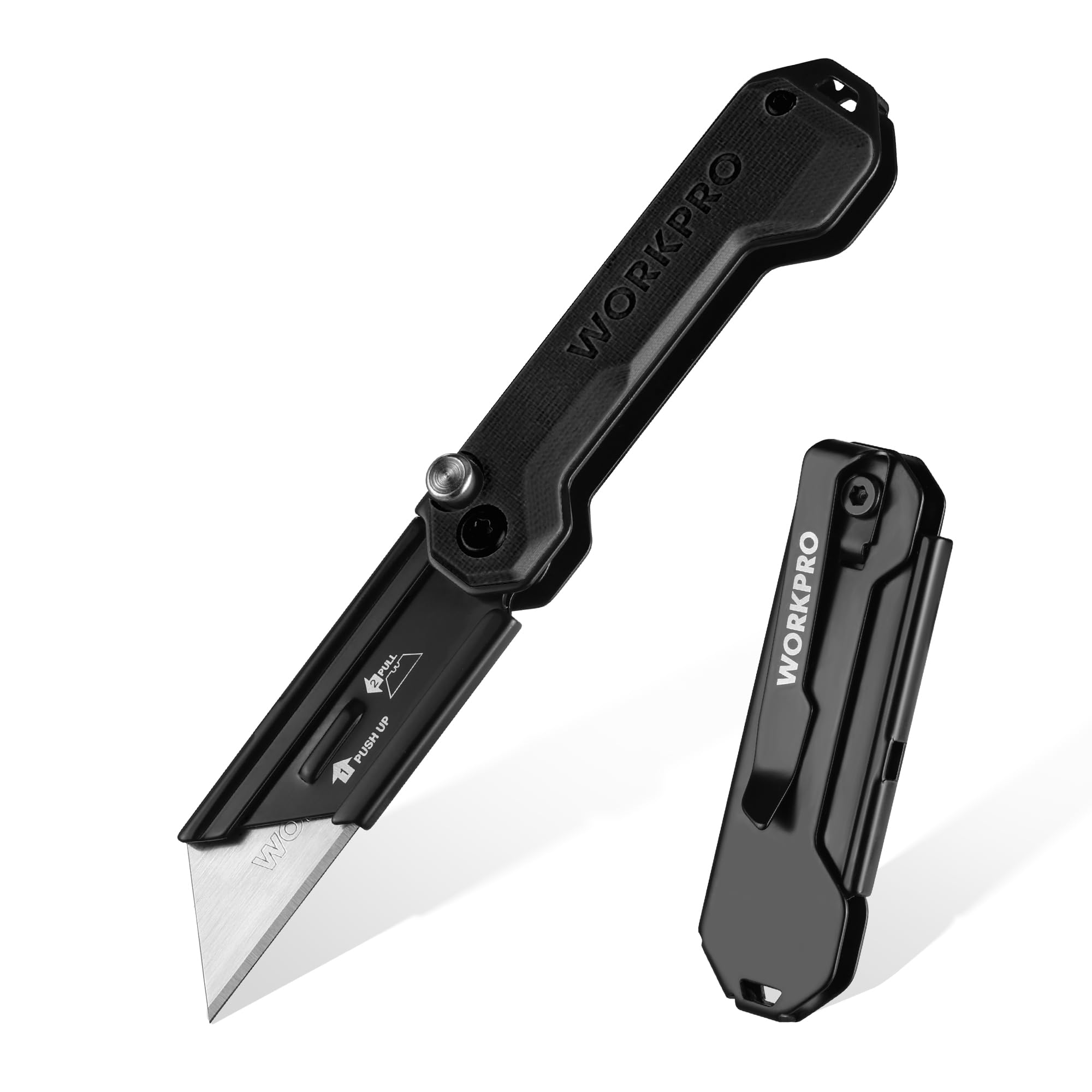 Photo 1 of WORKPRO EDC Folding Utility Knife, Mini Box Cutter with Quick Open Axis Lock, Quick Change Blade Razor Knife, Foldable Small Pocket Knife with Belt Clip