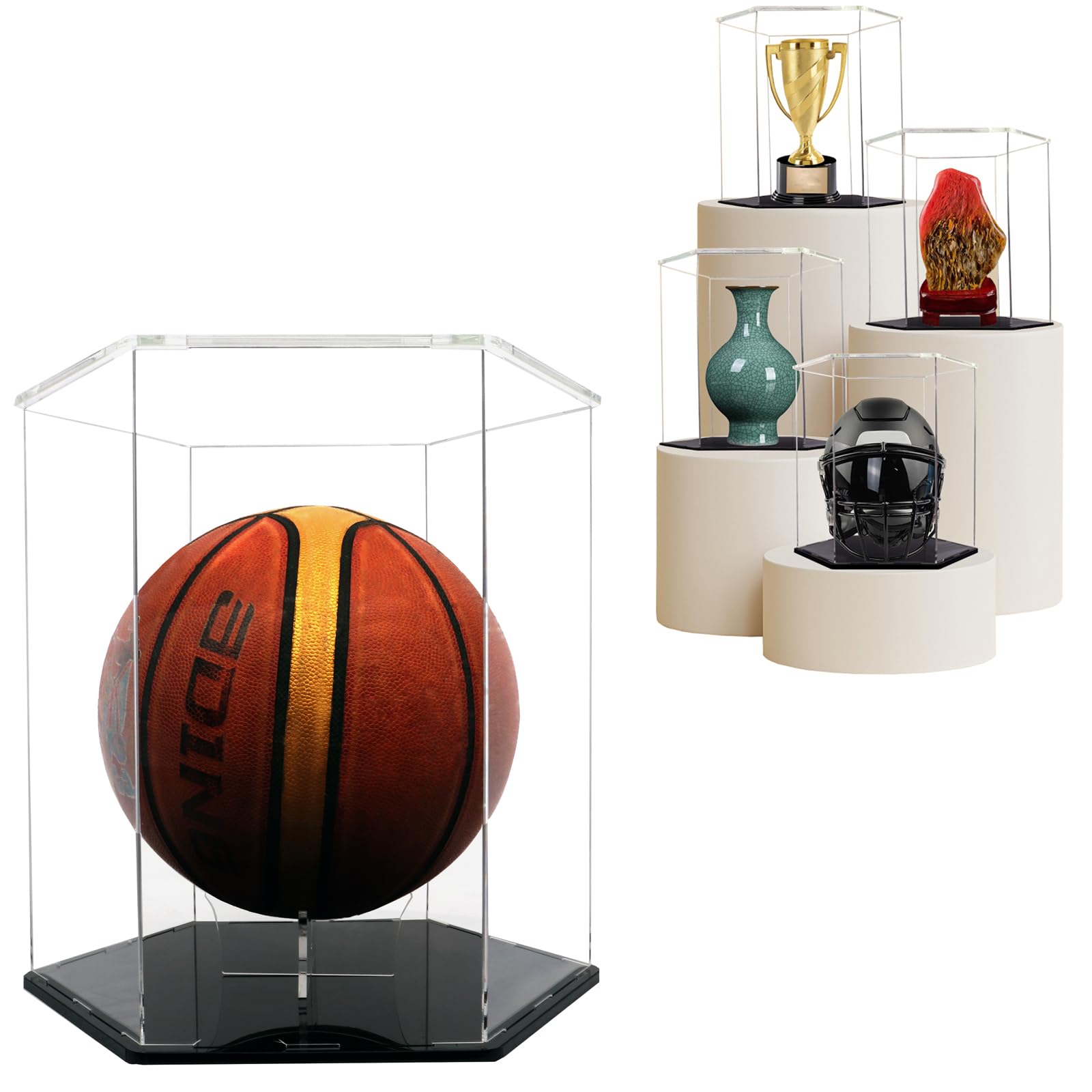Display Case Basketball Display Case Dust Protection Display Case Cube Acrylic Organiser Stand for Action Figures Toy Football Volleyball Collectibles Suitable for Basketball Football Volleyball