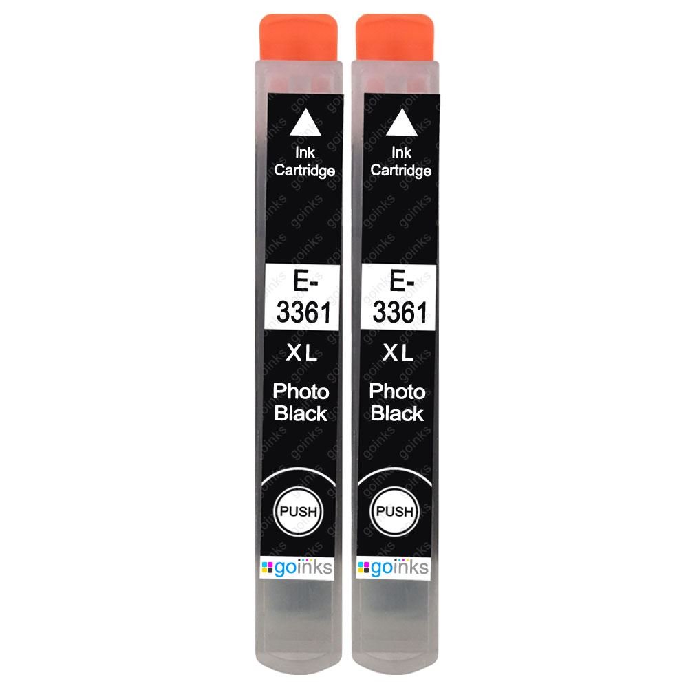 Go Inks 2 Photo Black Ink Cartridges to replace Epson T3361 (33XL Series) Compatible/non-OEM for Epson Expression Premium Printers