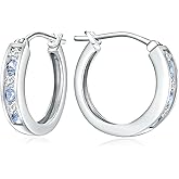14K Gold Plated/925 Sterling Silver 18mm Birthstone Hoop Earrings for Women Hypoallergenic Lightweight Colorful Hoops (with Gift Box)