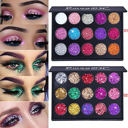 shamrock58 CmaaDu Multicolor Shimmer Glitter Eye Shadow Powder Palette Matte Eyeshadow Cosmetic Makeup 15 Colors (A)