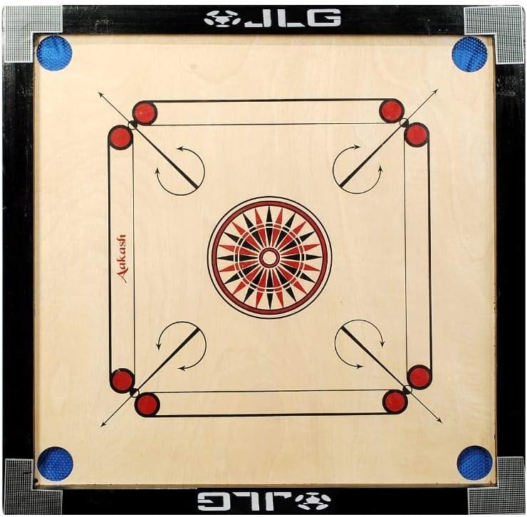 JLG Medium Size Carrom Board Including Coins, Striker & Powder