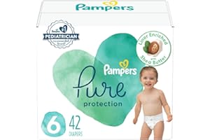 Pampers Pure Protection Diapers - Size 6, 42 Count, Hypoallergenic Premium Disposable Baby Diapers