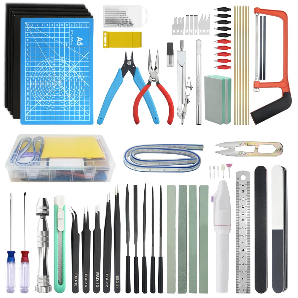 WMYCONGCONG 80 PCS Gundam Model Tools Kit Modeler Basic Tools Hobby Building Tools Kit for Buildings Cars Airplanes Model Assemble Building Repairing and Fixing