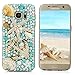 S7 Case,Samsung Galaxy S7 Case (Non-Edge) - Mavis's Diary 3D Handmade Blue Ocean Series Full Diamonds Bling Crystal Golden Anchor Starfish Cute Shells Design [Full Edge Protection] Clear Hard PC Cover