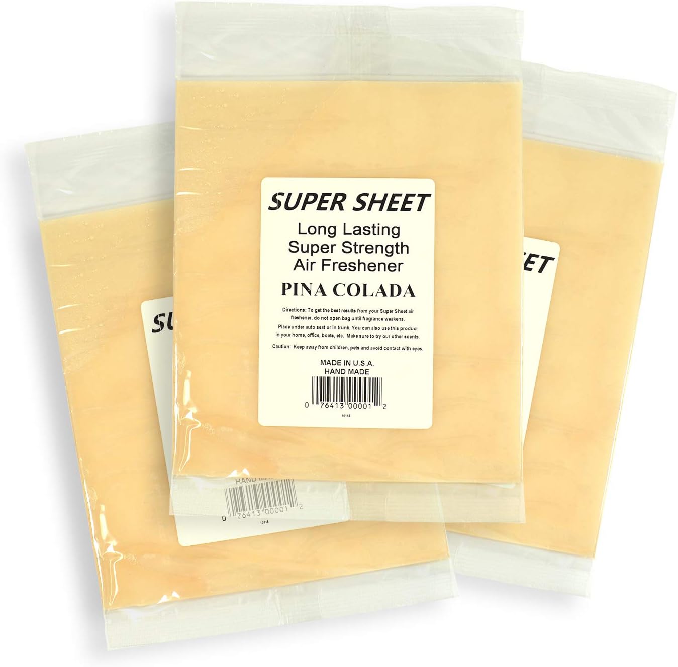 Super Sheet Large (8"x7") Under Seat Car Air Freshener, 3-PACK (Pina Colada)