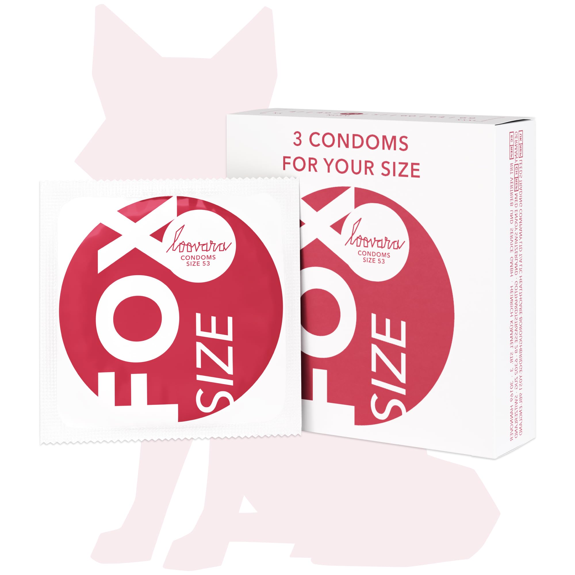 Loovara Individual Sized Condoms – Extra Safe Condom - Condoms Made with Fair Rubber – for More Fun and Feeling During Sex (53 - Fox, 3 Count (Pack of 1))