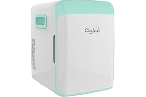 Cooluli 10L Mini Fridge for Bedroom - Car, Office Desk & College Dorm Room - 12V Portable Cooler & Warmer for Food, Drinks, Skincare, Beauty, Makeup & Cosmetics - AC/DC Small Refrigerator (Turquoise)