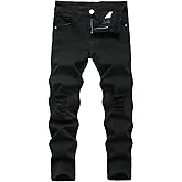 Anbreuinron Boy's Skinny Fit Ripped Destroyed Distressed Stretch Fashion Denim Jeans Pants