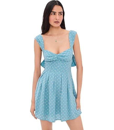 For Love & Lemons Women's Dolly Denim Dot Mini Dress, Indogo, xs at Amazon Women's Clothing store