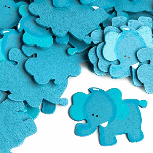 Finished Flat Back Wood Blue Elephant Cutouts | 100 Cutouts