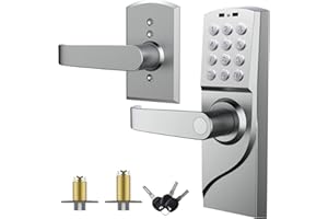 BETBIT Door Lock with Keypad, Digital Smartcode Door Lock for Front Door, Commercial Keyless, keyless Entry with Handle for Bedroom, Office, and House Rental, Silvery (Left Hand) 1