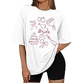 Bride Shirt Women Engaged Bridal Shower Tee Oversized Bride Squad Bridesmaid T-Shirt Bachelorette Wedding Party Tops