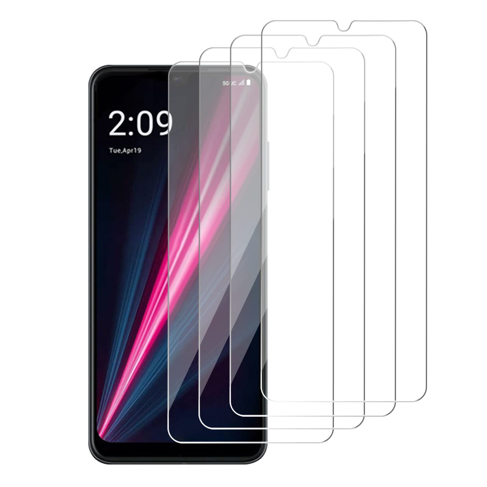 iCsapr [4 Pack] Glass Screen Protector Compatible for T-Mobile Revvl 6 5G [9H Hardness]-HD Screen Tempered Glass, Scratch Resistant, Easy Install - [Case Friendly][Bubble Free] 2.5D Edge (5)