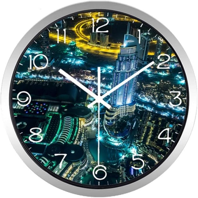 Chuixiaoxiao1 Wall Clock Dubai City Night Sky Beauty Light