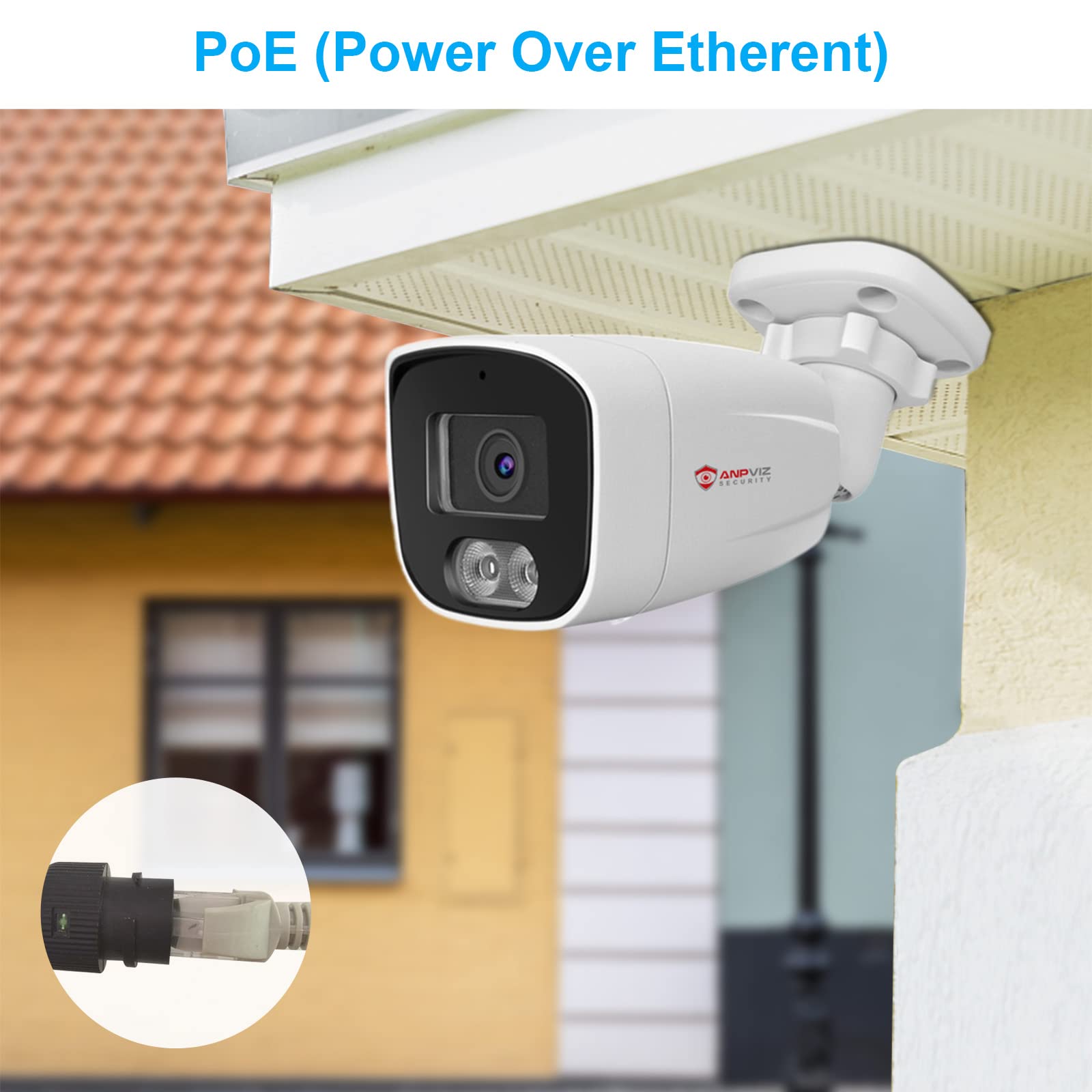Anpviz 4MP PoE IP Bullet Camera with Microphone/Audio, IP Security Camera Outdoor Indoor, Night Vision 65ft, Waterproof IP66, 108° Wide Angle 2.8mm Lens, 24/7 Recording, NDAA Compliant (U Series)